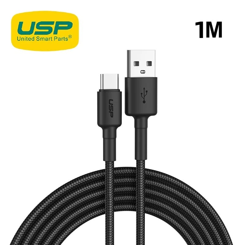 USP BoostUp Braided USB-C to USB-A Cable (1M) Black -3A Fast & Safe Charge,Strong & Durable,Samsung Galaxy,Apple iPhone,iPad,MacBook,Google,OPPO,Nokia USP BoostUp Braided USB-C to USB-A Cable (1M) Black -3A Fast & Safe Charge,Strong & Durable,Samsung Galaxy,Apple iPhone,iPad,MacBook,Google,OPPO,Nokia